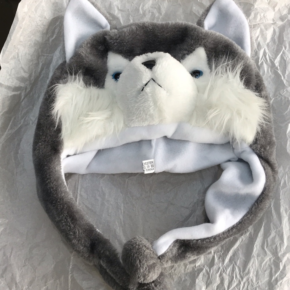 Gray and White Husky Kids Hat